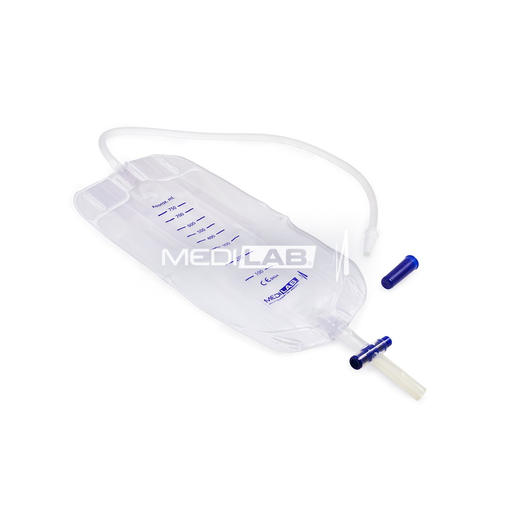 Urin- Beinbeutel, Volumen 750 ml, Dreikammer, Versorgungsschlauch Länge 45 cm, steril