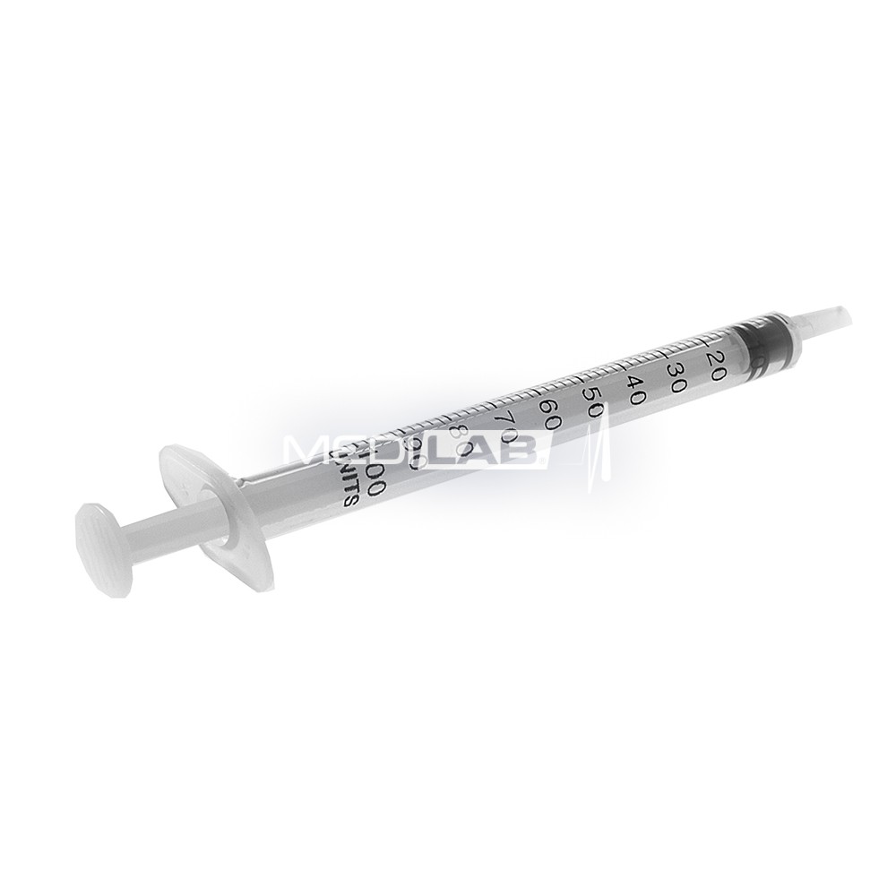 3-part syringe - 1ml, sterile, centric tip, luer-slip, non-residual
